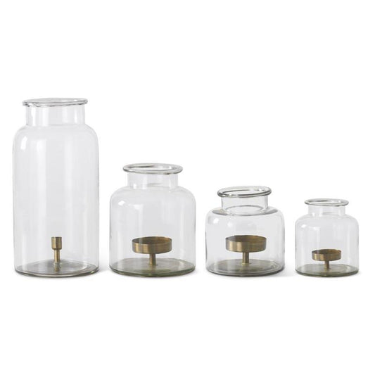 7708A-4 14.75" Glass Metal Candleholder KKI