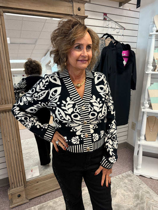 0807 Floral V-Neck Cardigan THML