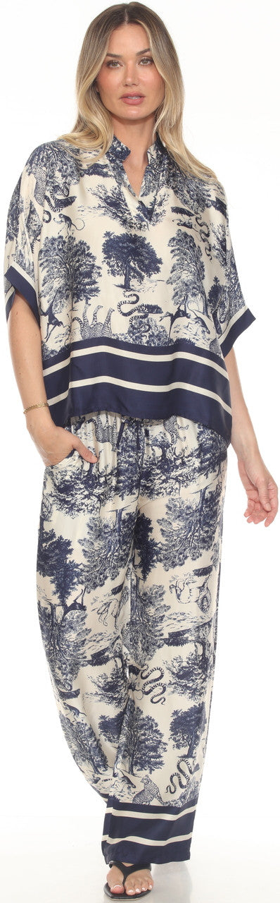 9929 Navy Silk Top FAC