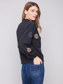 2689 Mock Neck Sweater W/Embroidery CWB