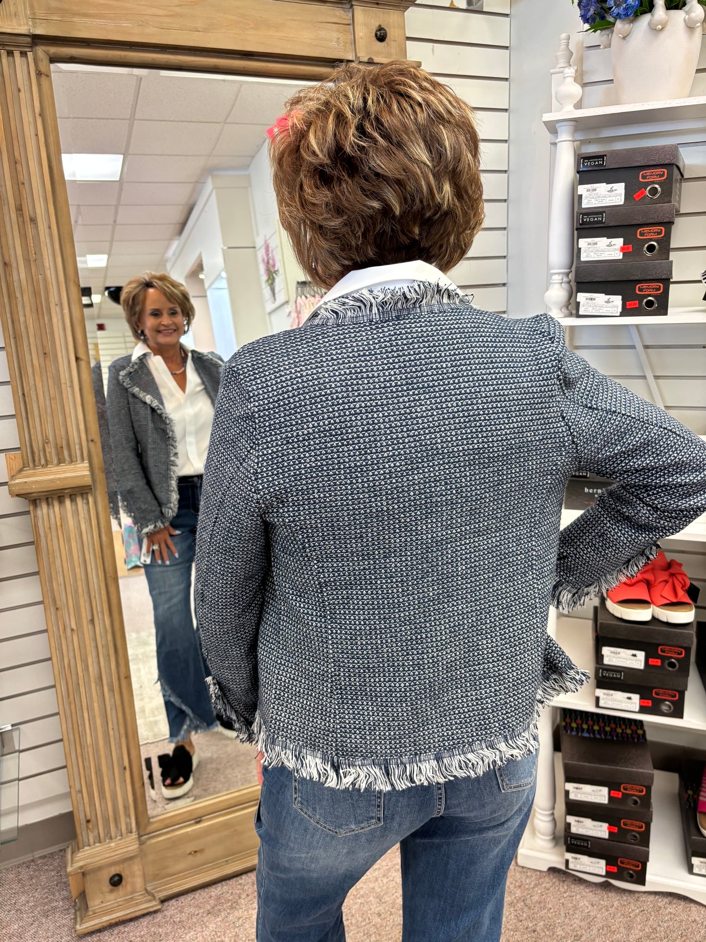 7453 NVY Fringed Jacket LBC