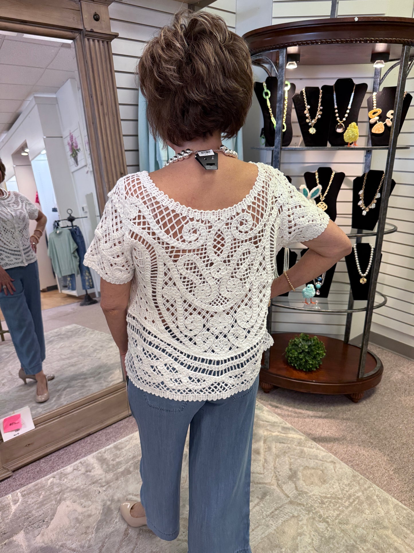 544 White Crochet Sweater CWB