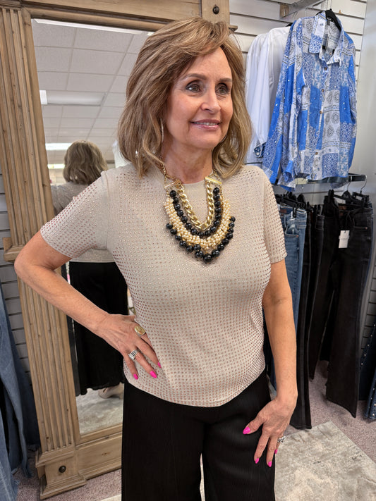 BCT8 Taupe Print Top INY