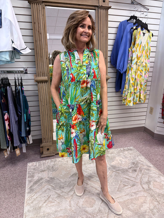 734D Turquiose Pin-Tuck Dress APN