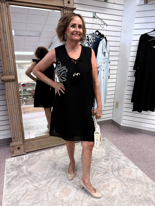 8465 Black Embroidery Dress HTI