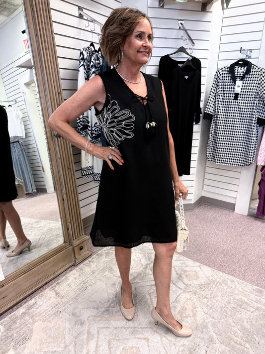 8465 Black Embroidery Dress HTI