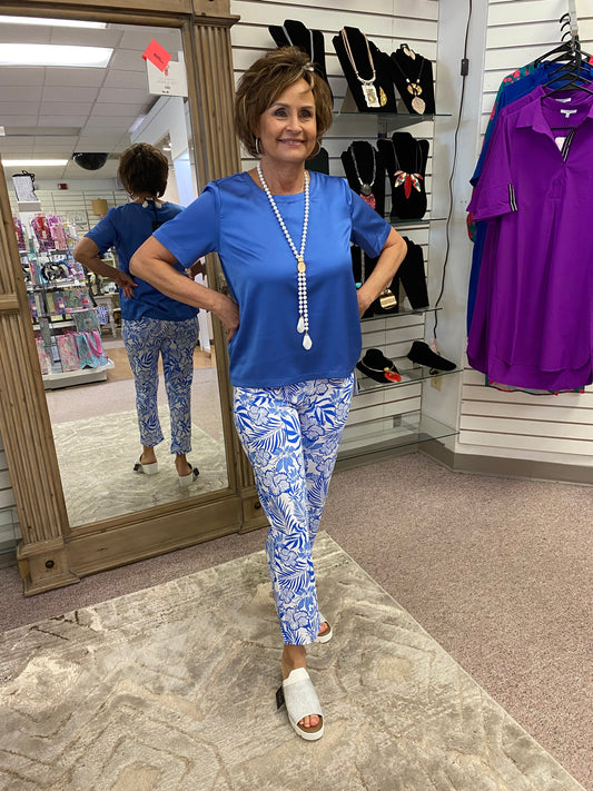 8933 Royal Blue Satin Top INY