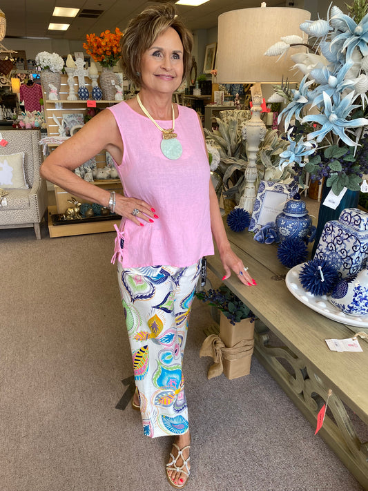 2913 Printed Cropped Pant Patch Pockets CWB