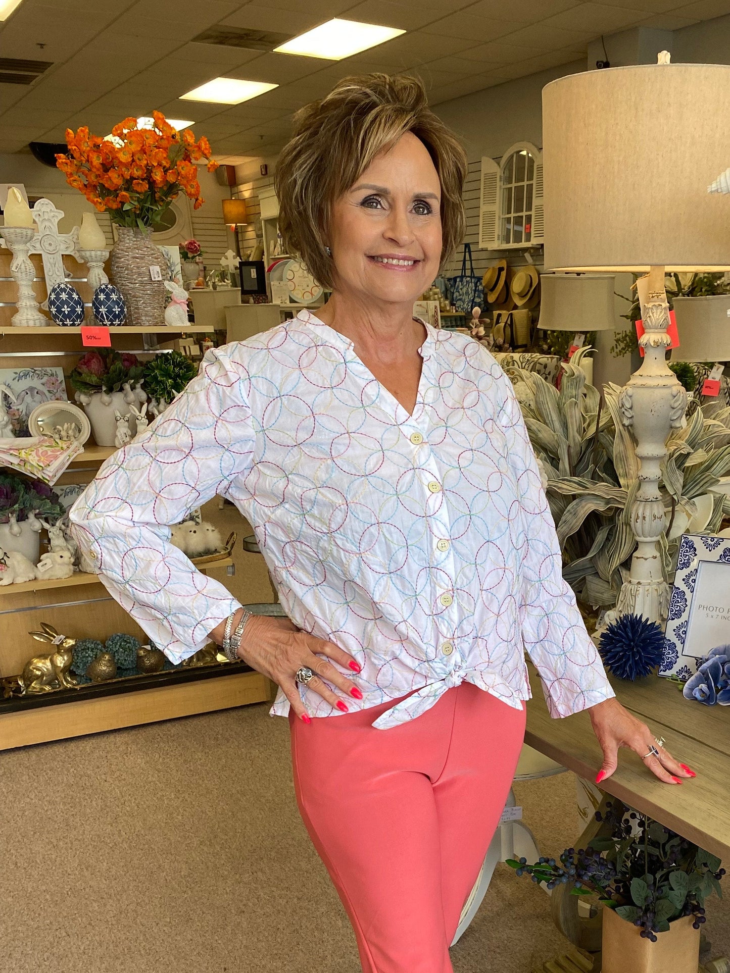 7754 Circle Tie Front Shirt HAB