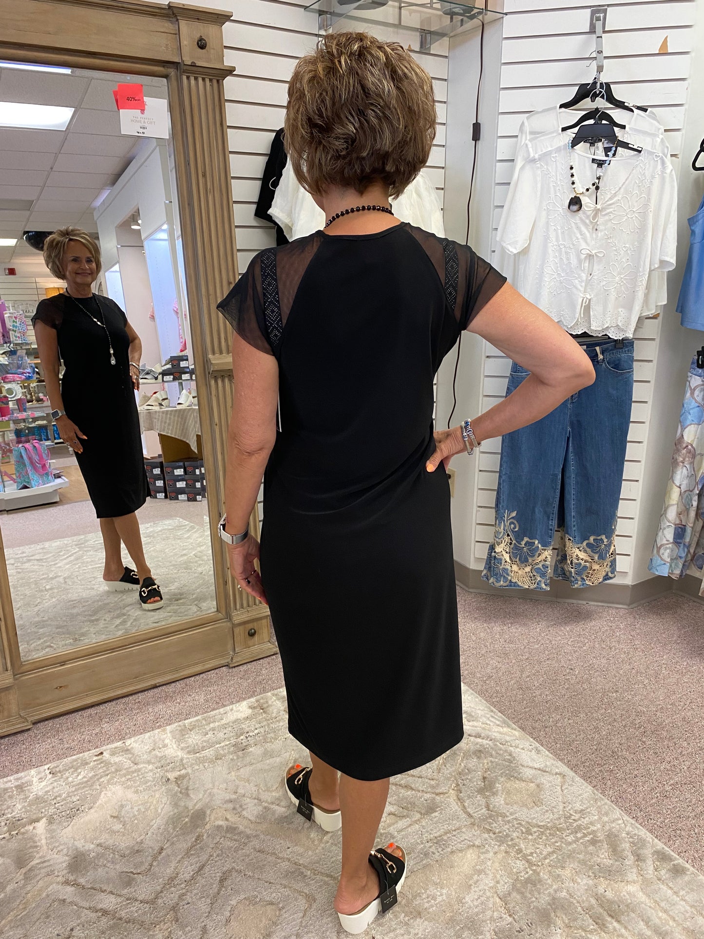 DR2M Mesh Cap Sleeve Dress CSW