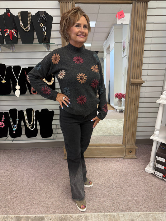 2689 Mock Neck Sweater W/Embroidery CWB