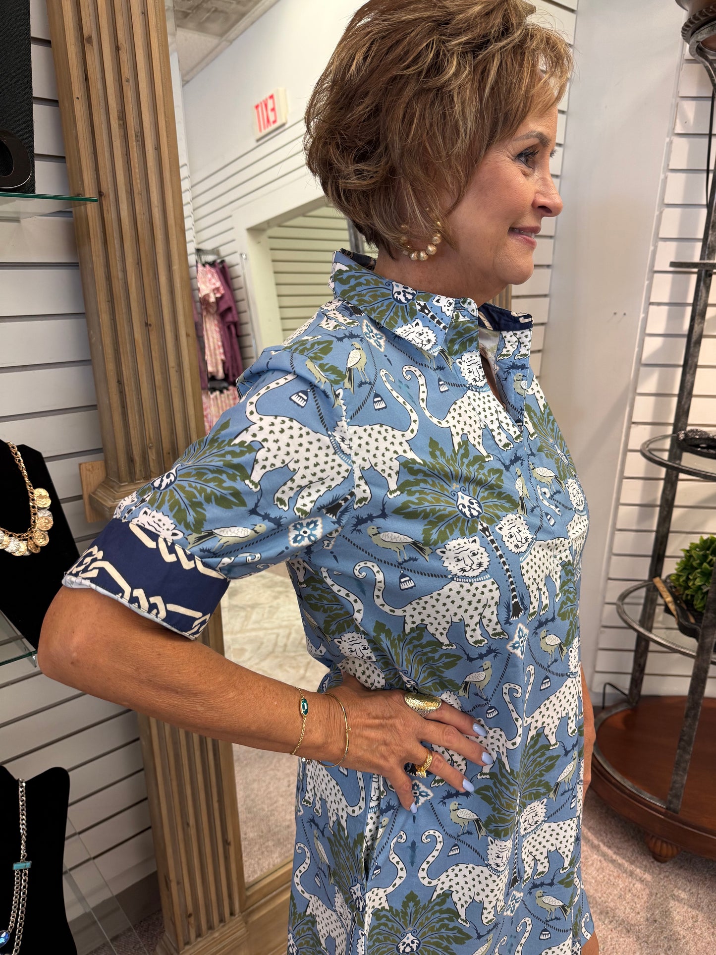 2061 Blue W/Cheetahs Dress DIZ