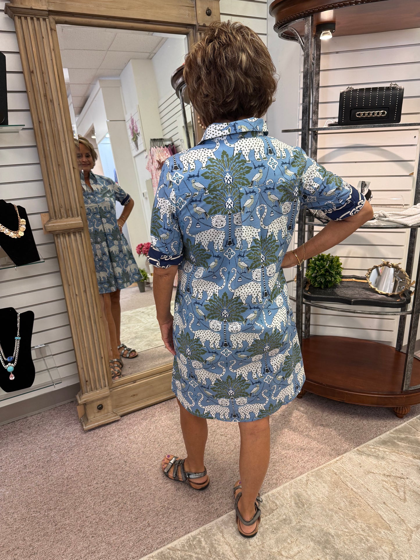 2061 Blue W/Cheetahs Dress DIZ