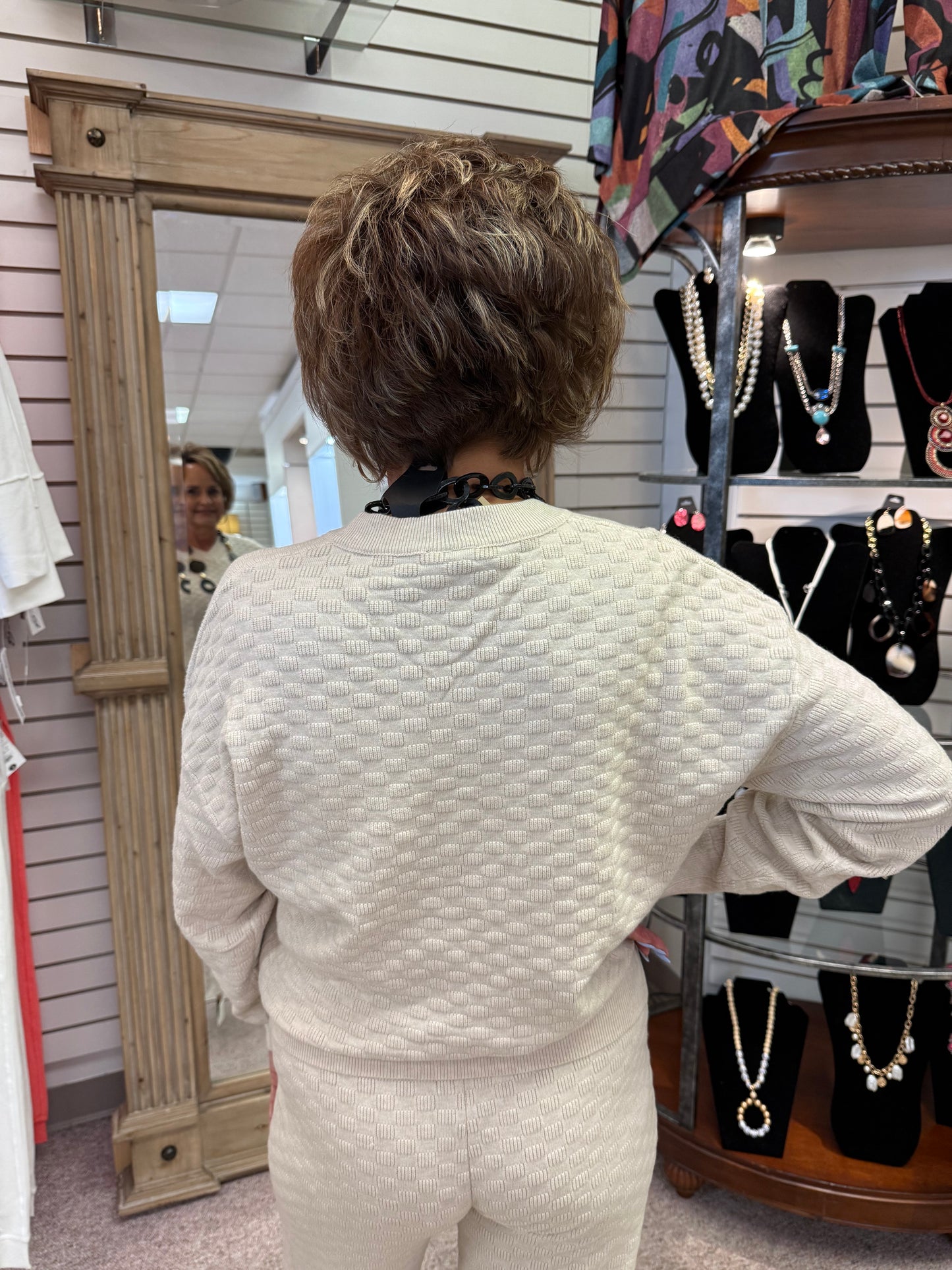 9183 Oatmeal V-Neck Sweater COCO