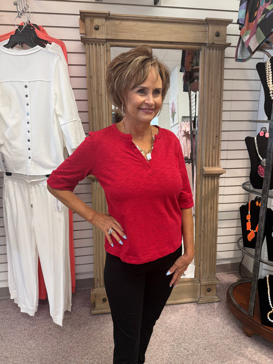 7521 Ruby Split Neck Tee HAB
