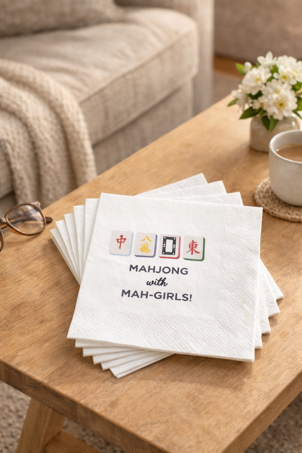 Mahjong Mah Girls Cocktail Napkins