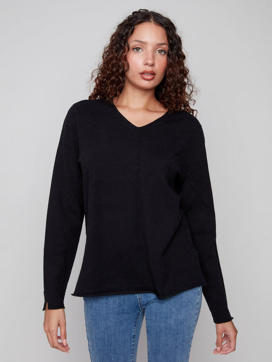 2279 Black V-Neck Sweater CWB