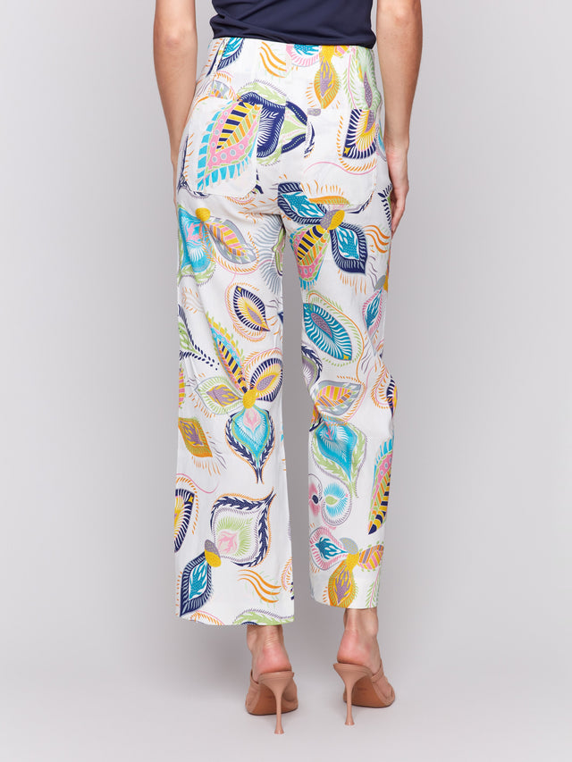 2913 Printed Cropped Pant Patch Pockets CWB