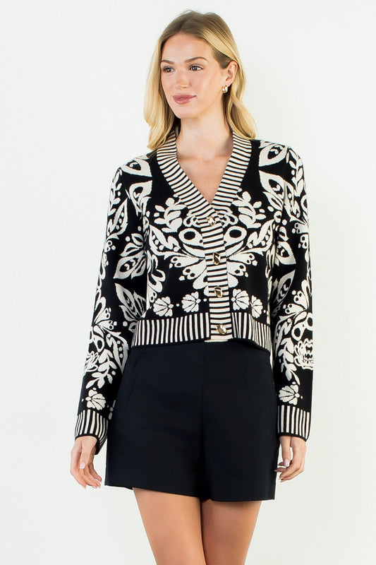 0807 Floral V-Neck Cardigan THML