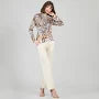 25P2 Cheetah Drape Neck Top CSW
