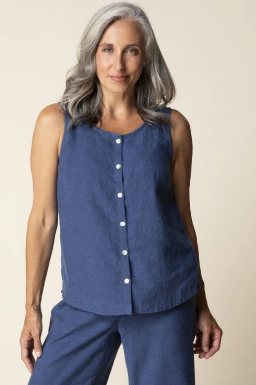 41506 Pleat Back Button Tank HAB