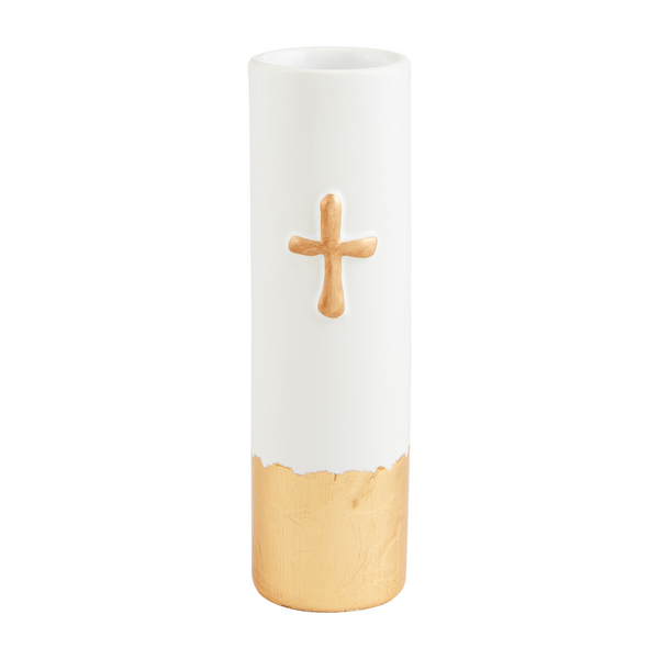 0434C Cross Painted Gold Bud Vase MPC