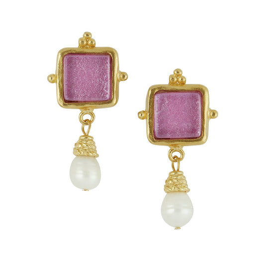 1736 Pink Madeline Pearl Drop Earrings SSC