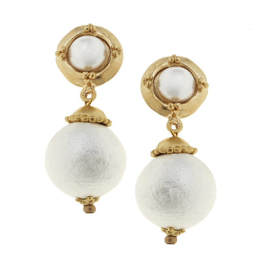 1838 GOLD WITH COTTON PEARL EARRINGS SCC