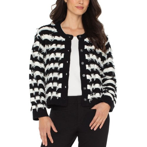 SR19 BLK/WHT Fringe Sweater LVP