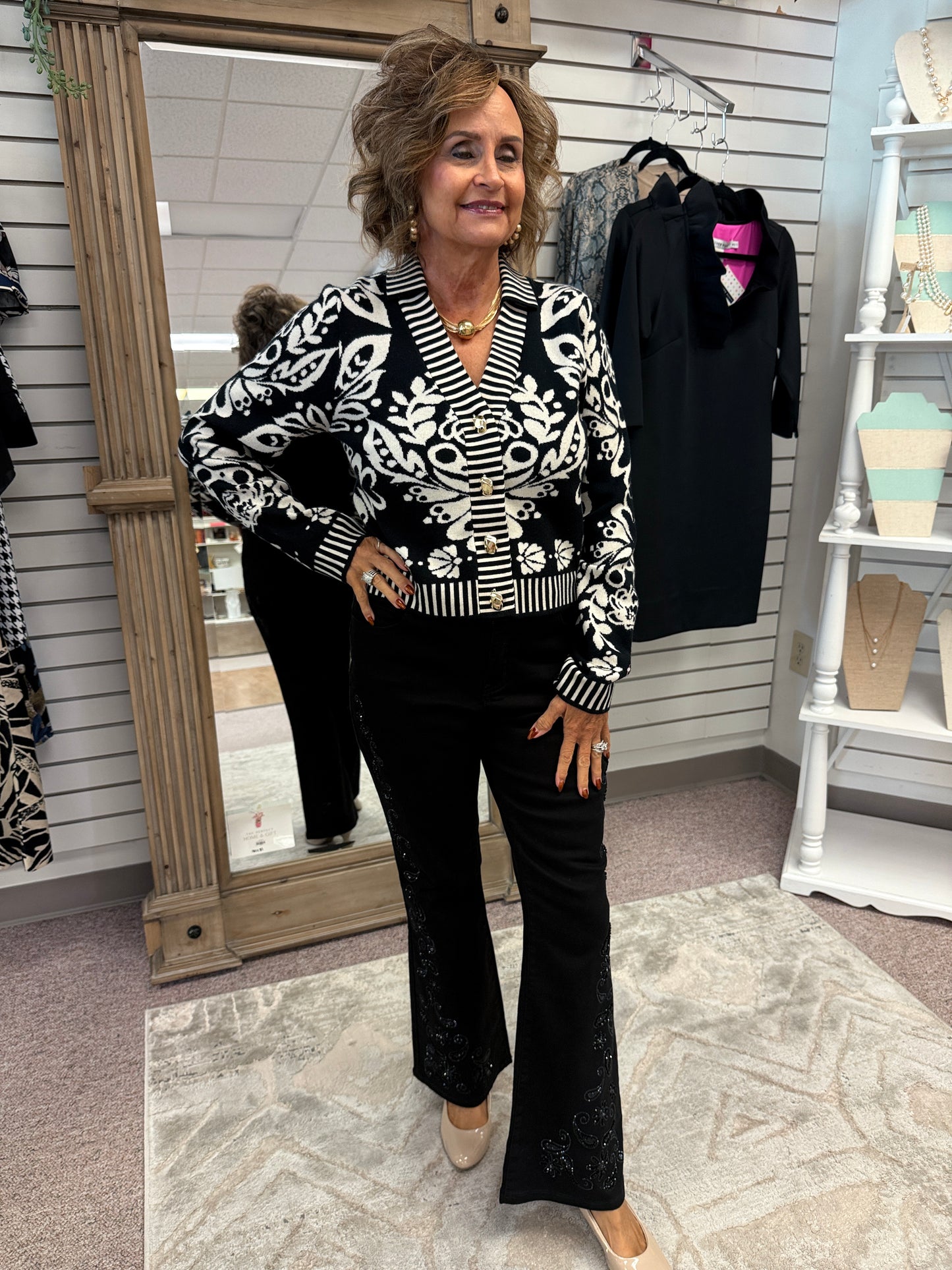 0807 Floral V-Neck Cardigan THML