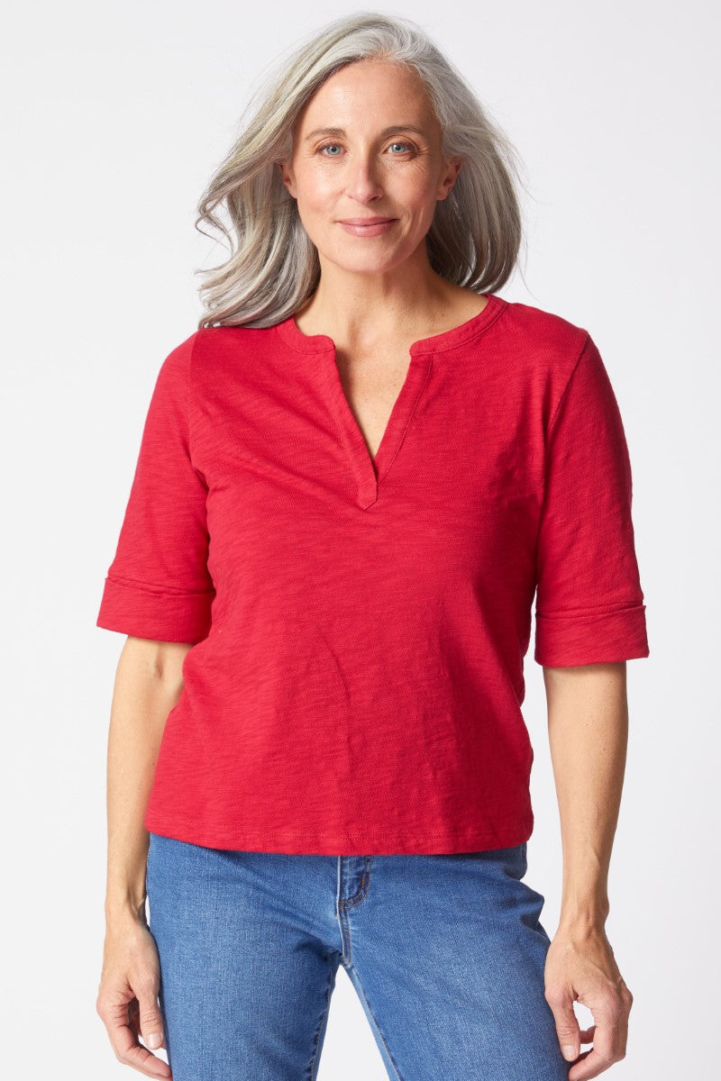 7521 Ruby Split Neck Tee HAB