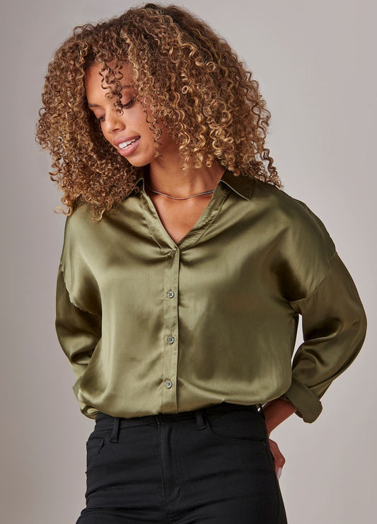 2557 Olive Satin Shirt GCI