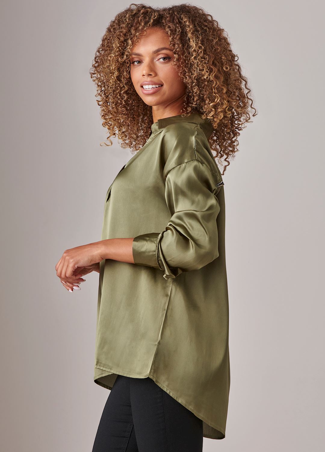 2557 Olive Satin Shirt GCI