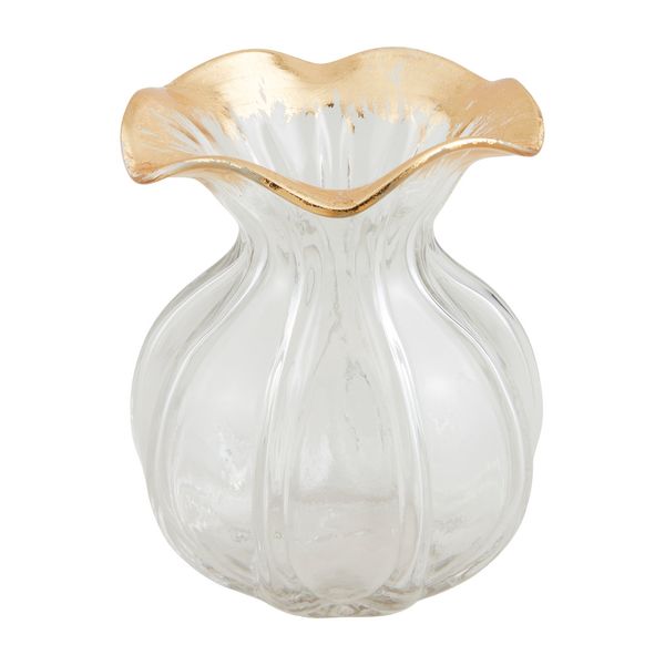 0432 Sm Ruffled Gold Glass Vase MPC