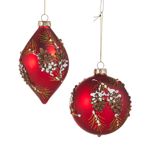 4975 4" Pinecone Red Orn RAZ