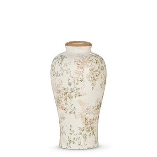 8517 12" Taupe Floral Vase RAZ