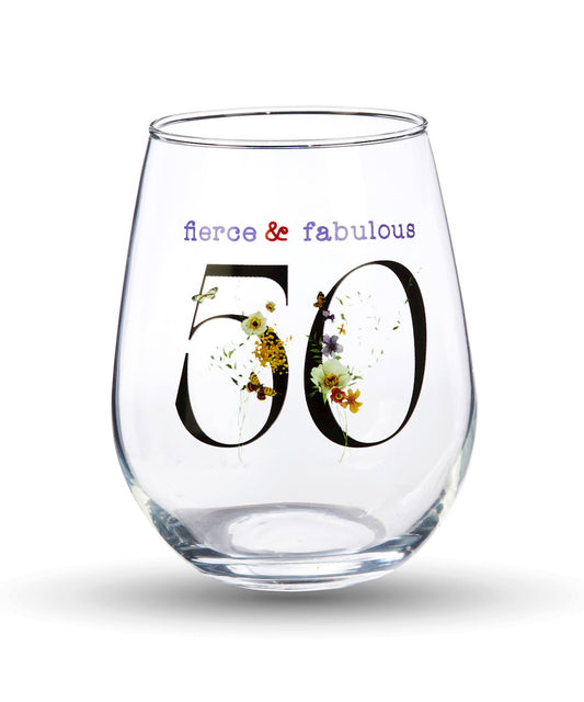 6670 Wine Glass w/50 Birthday GCI