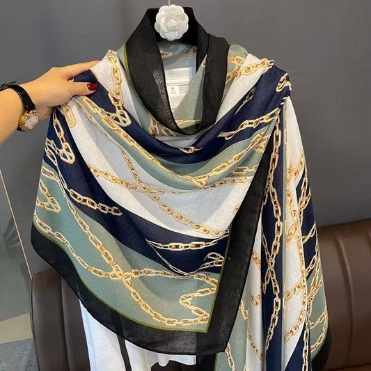 LN38 Chain Print Satin Scarf LUV