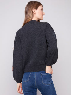 2689 Mock Neck Sweater W/Embroidery CWB