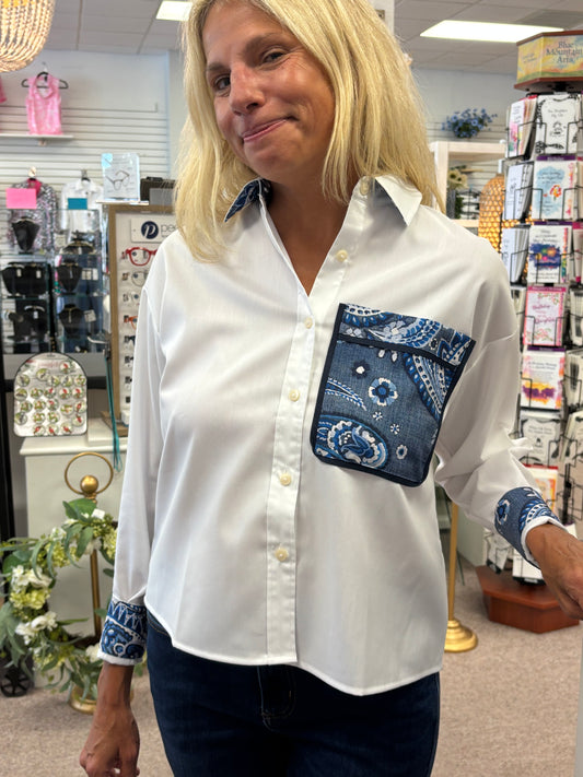 3824 Paisley Accent Blouse FOX