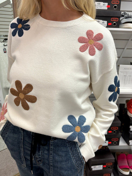 2829 Plush Sweater Boucle Flowers CWB