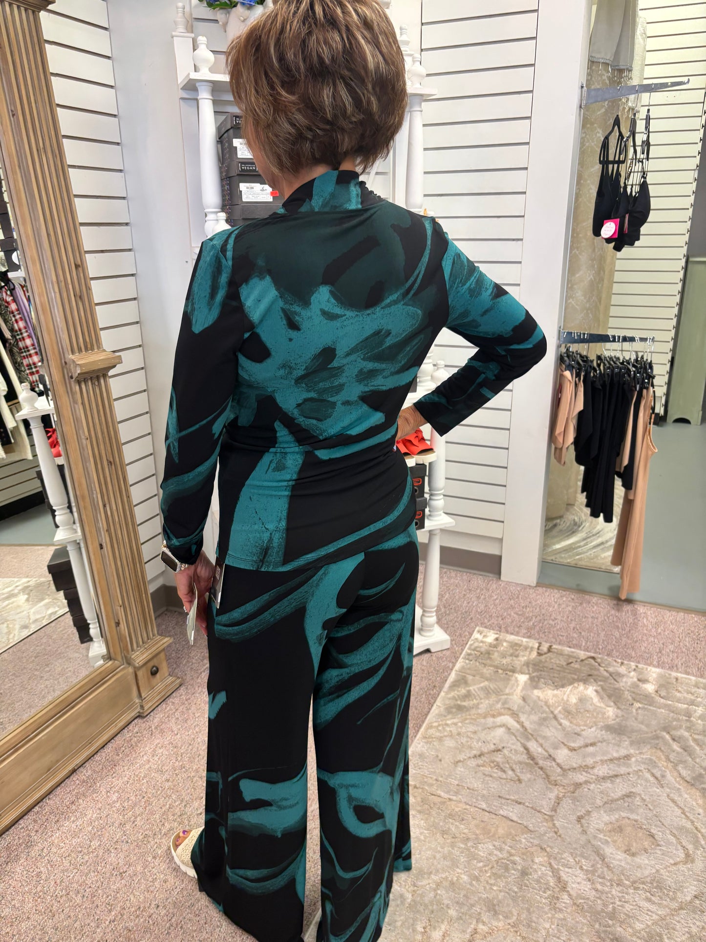 TP74 Teal/Black Palazzo Pant CSW