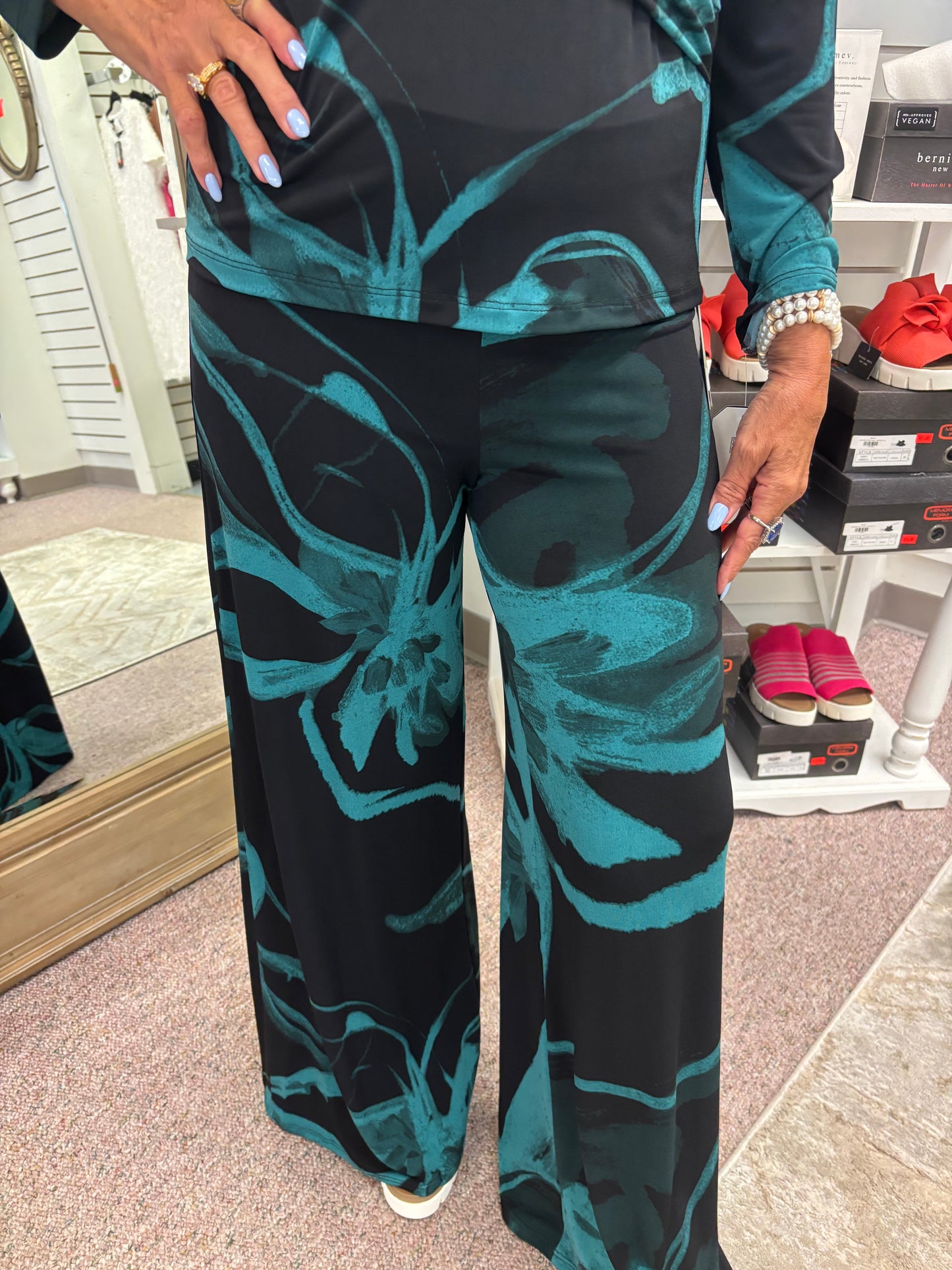TP74 Teal/Black Palazzo Pant CSW