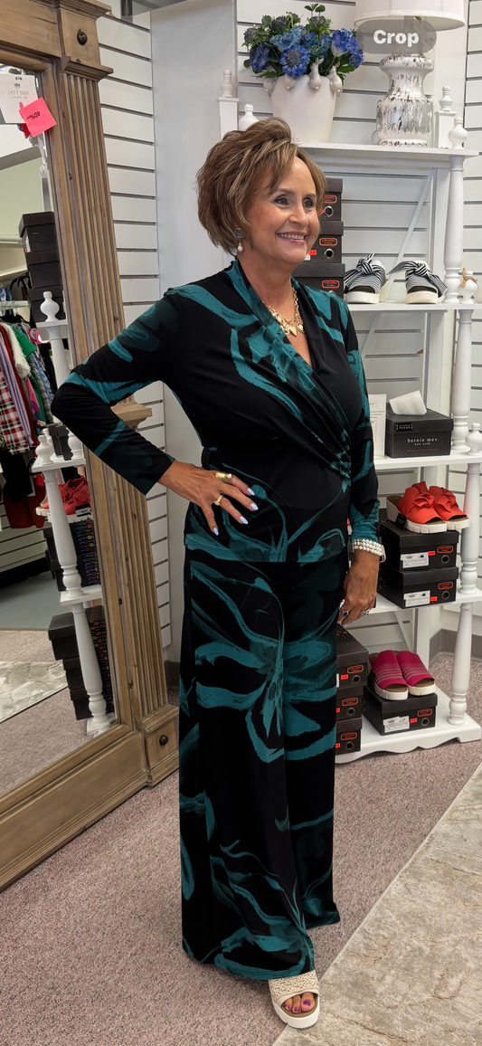 TP74 Teal/Black Palazzo Pant CSW