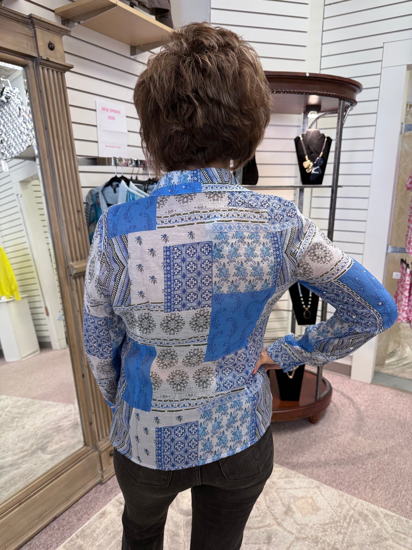 3337 Tamara Blue Rhinestone Top AZI
