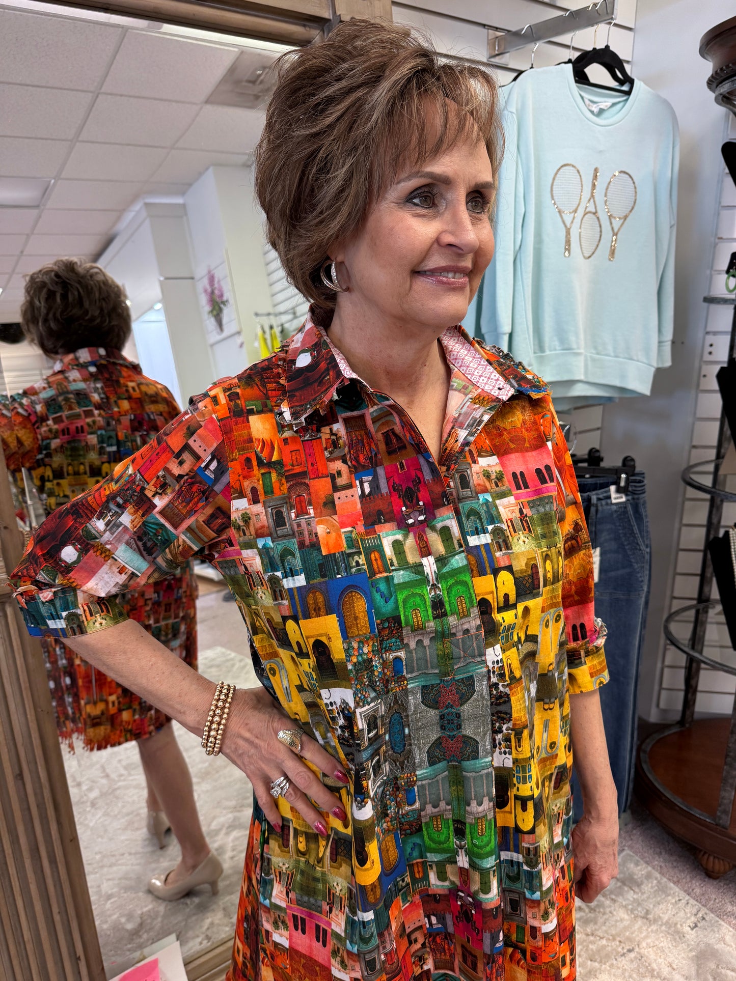 S038 Chatham Doors Print Dress DIZ