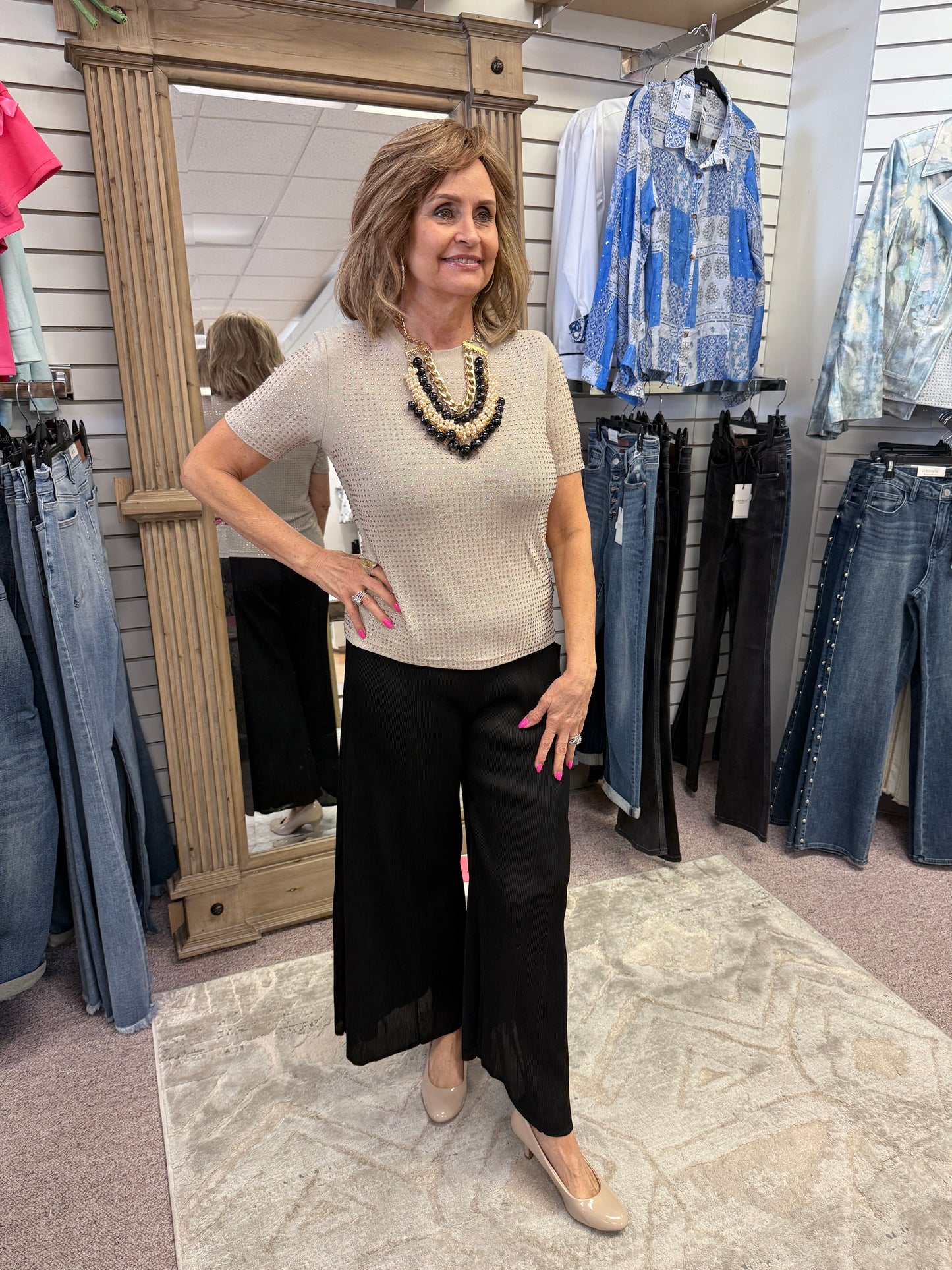 BCT8 Taupe Print Top INY