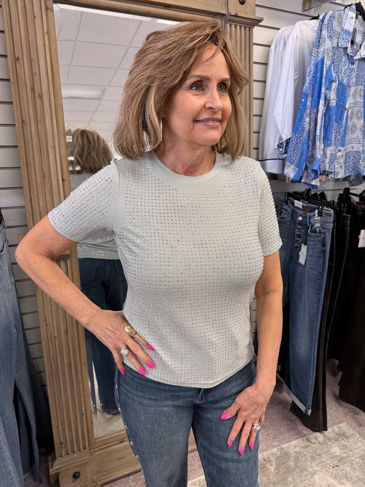 8747 Silver Print Top INY