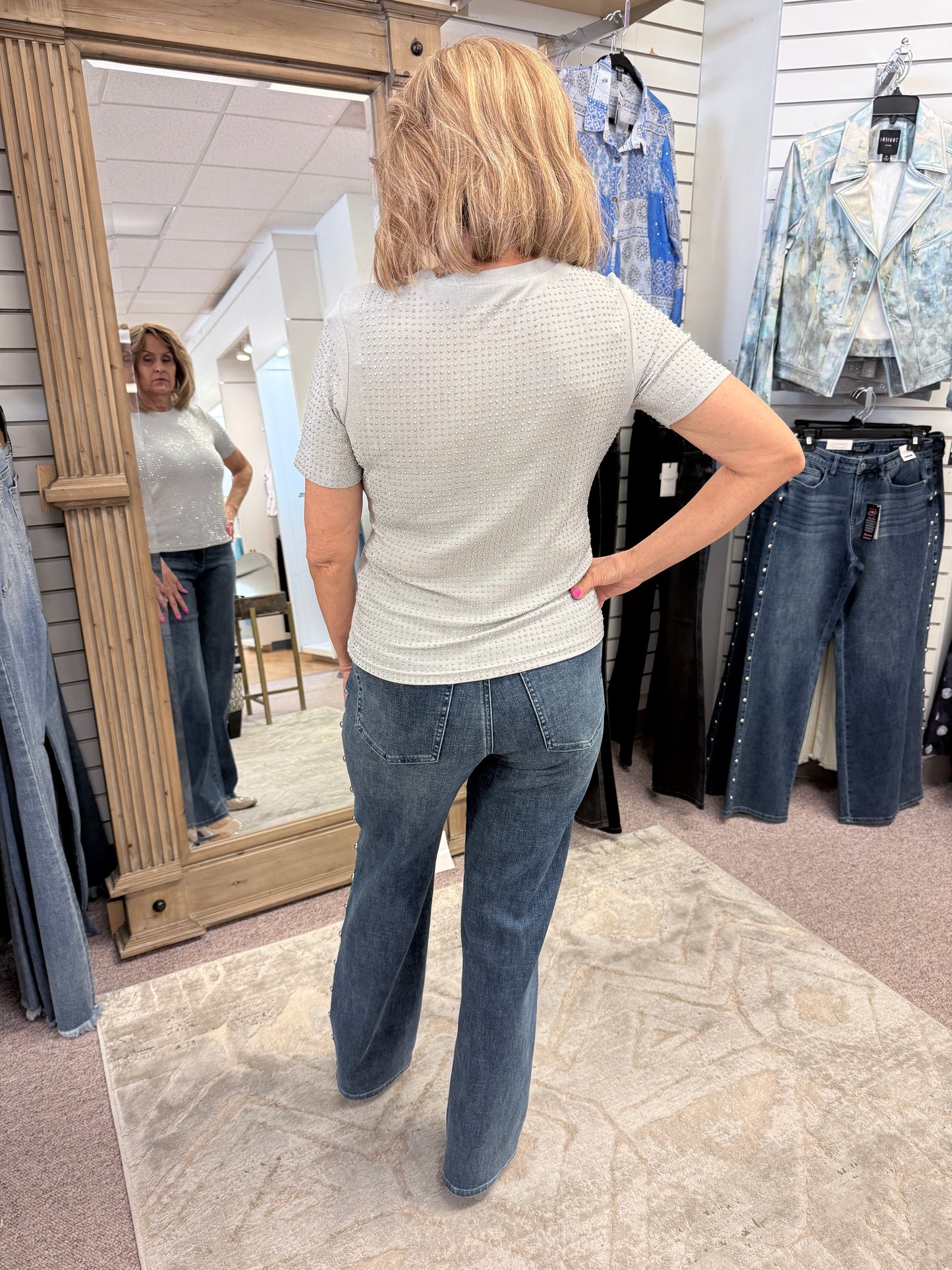 8747 Silver Print Top INY