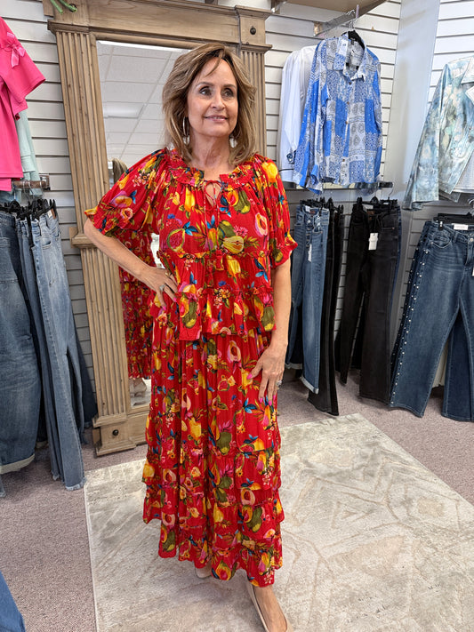 630D Red Multi Skirt  APN